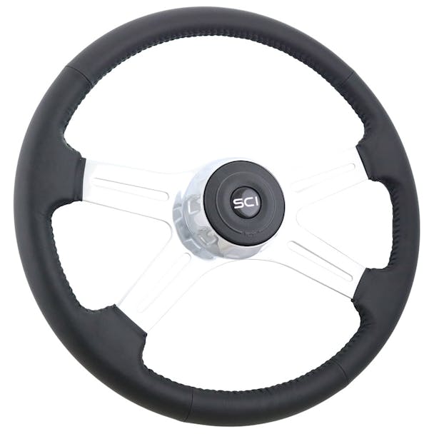 18" 4Spoke "Statesman" Leather SCI Steering Wheel (Black) Raney's