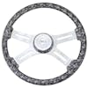 18" Skulls Pattern Steering Wheel - Silver