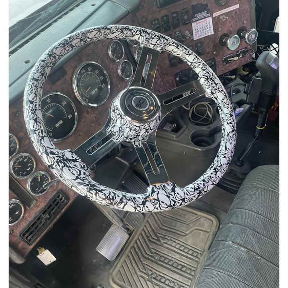 18" Skull Print SCI Steering Wheel - On Truck