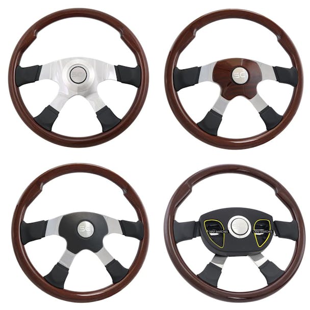 18" 4-Spoke "Milestone" Mahogany SCI Steering Wheel - Thumbnail