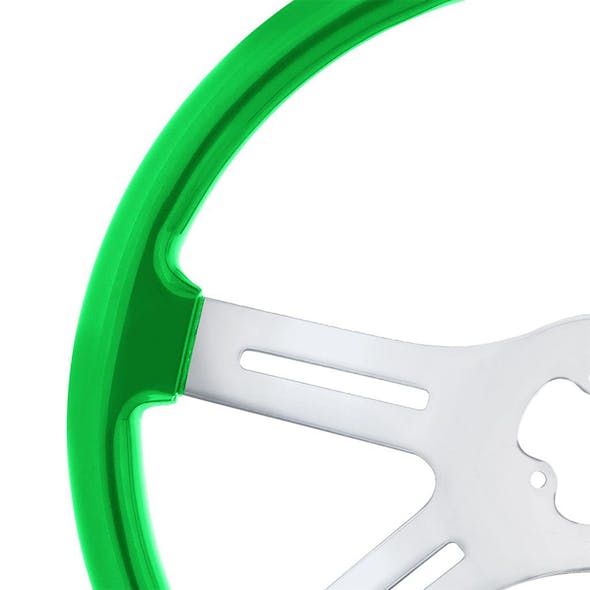 18" Vibrant Candy Green 4 Spoke Steering Wheel- Close