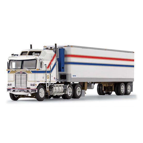 Kenworth K100 COE Aerodyne Sleeper and 40" Vintage Trailer with Reefer  Replica 1/64 Scale Default