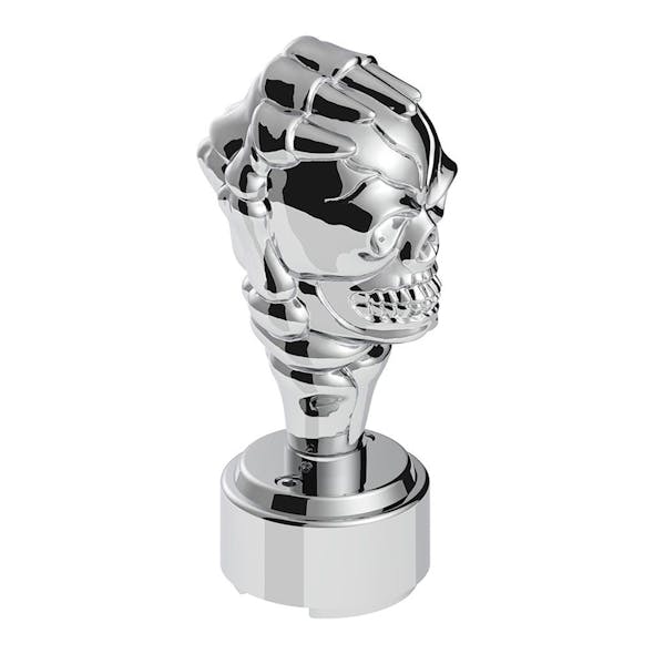 Chrome Skull Thread On Shift Knob With 9/10 Speed Adapter - Tilt Right