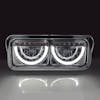 Peterbilt 357 365 378 379 Half Moon Rectangular Chrome Headlight Assembly - DRLs On