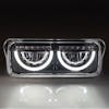 Kenworth T600 T800 W900B W900L Half Moon Rectangular Blackout Headlight Assembly- Half Moon On
