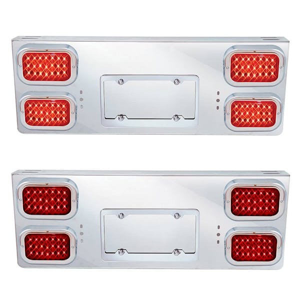Stainless Steel Rear Center Panel With 4 Rectangle Spyder LEDs & License LED - Default