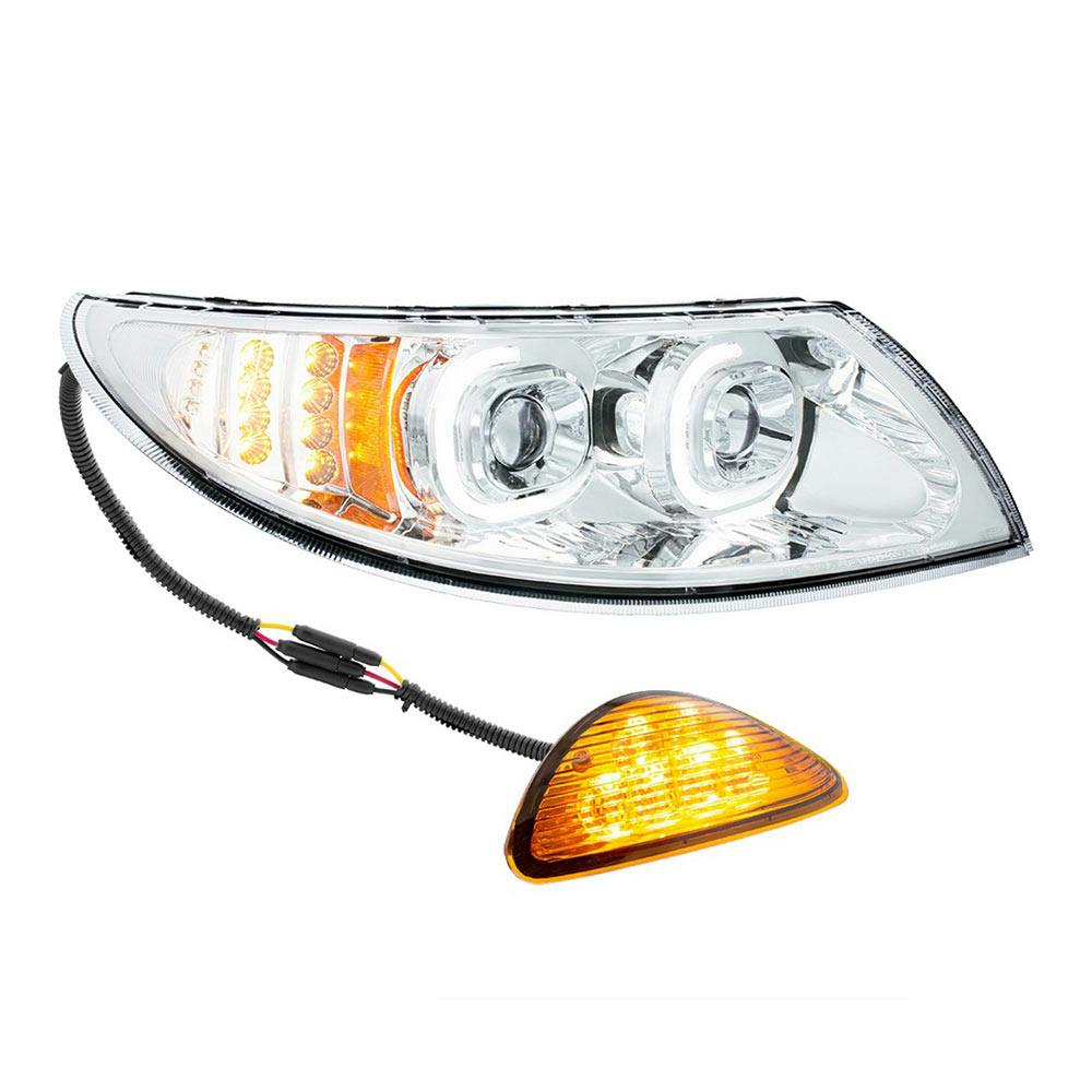 International Durastar Chrome Projector LED Headlight Assembly Raney's Truck Parts