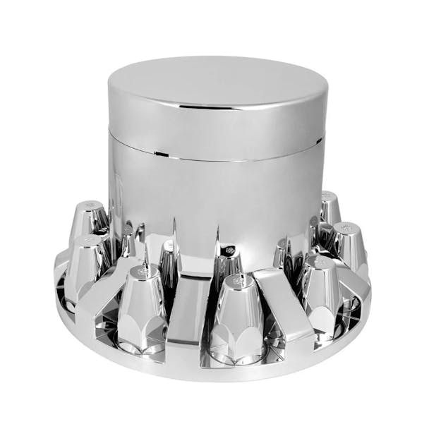 Chrome Rear Axle Wheel Cover Set With Flat Hubcap & Stud Lug Nut Covers By Grand General Main