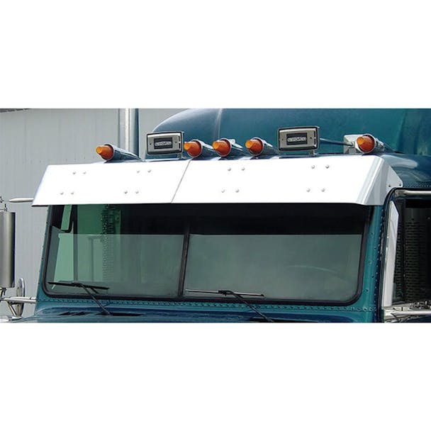 Freightliner Classic FLD 10" Flat Top Visor With Door Mounted Mirrors By RoadWorks