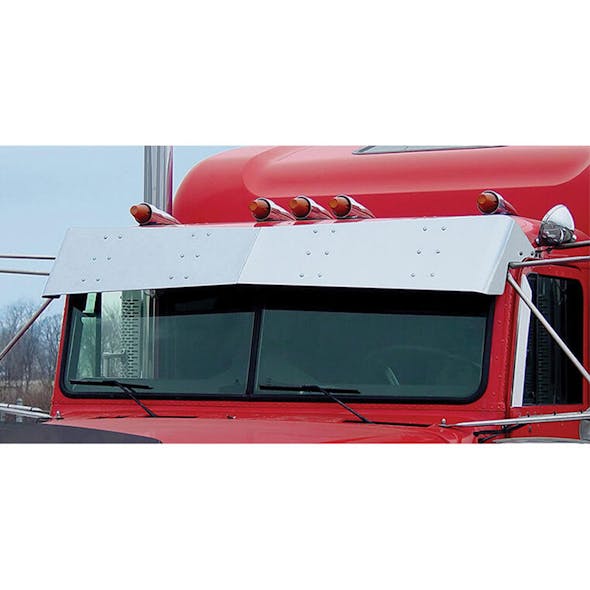 Freightliner Classic FLD Flat Top Monster Drop Bow-Tie Visor With Cab Mounted Mirrors By RoadWorks