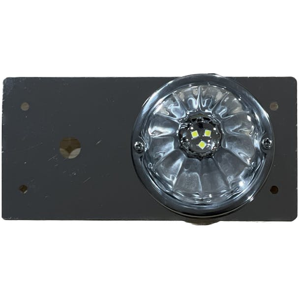 Freightliner Classic Stainless Steel Above Door Dome Light Plate 1 Watermelon Light Hole With 1 Toggle Switch Hole - Thumbnail