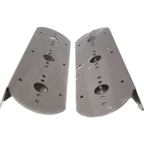Kenworth Stainless Steel 15" Front Air Cleaner Bracket Pair With Radius Ends 3 Watermelon Light Holes - Thumbnail