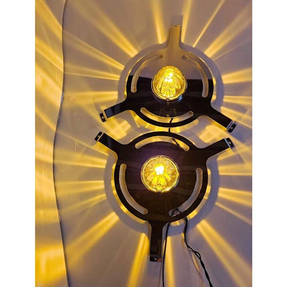 Stainless Steel Donaldson Push Top Style Bolt Mount Breather Light Bracket Pair With 1 Watermelon Light Hole - On