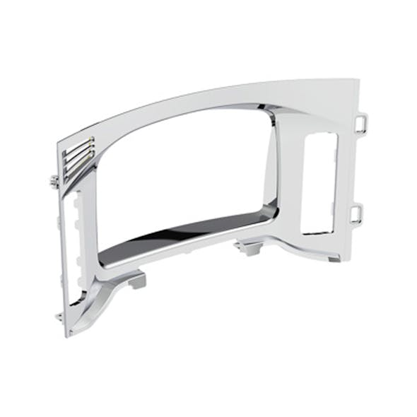 Freightliner Cascadia Chrome Plastic Center Dash Bezel A22-73782-000 (UPI42427) - angle 1
