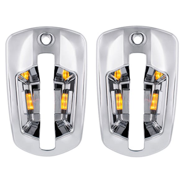 Freightliner Cascadia 6 LED Illuminated Chrome Door Handle Cover - amber