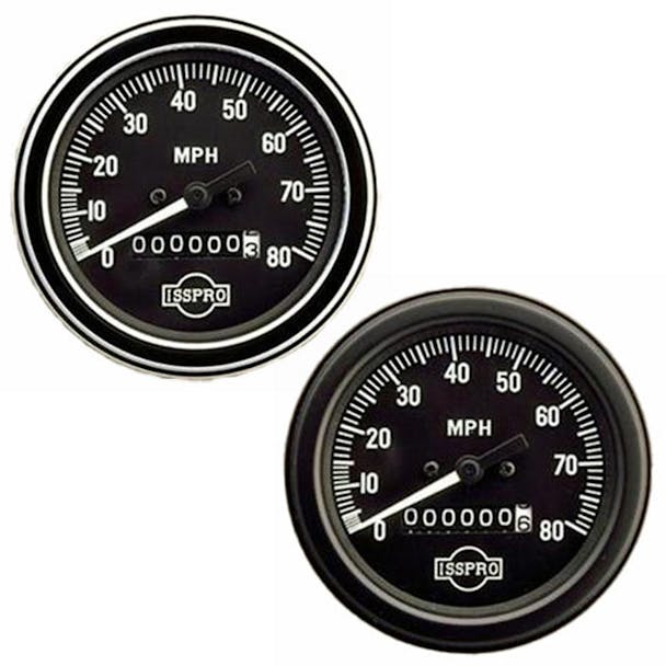 Semi 3 3/8" Mechanical Speedometer Gauge with Odometer By ISSPRO - black chrome