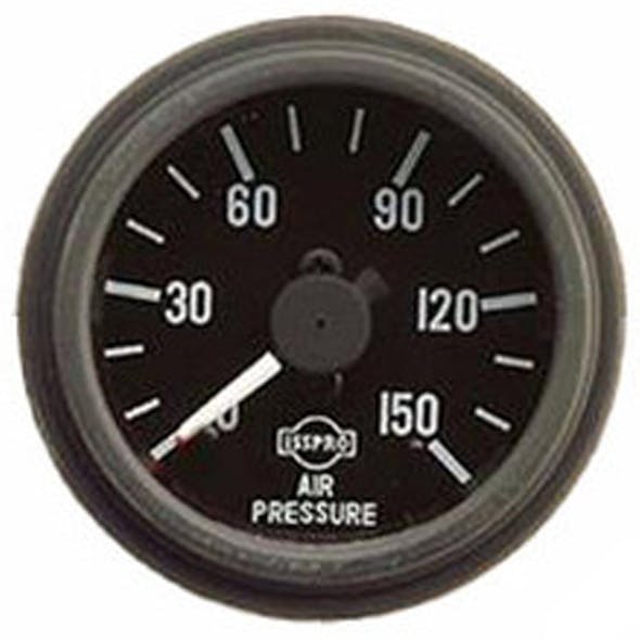 Semi Truck 2 1/16" Mechanical Dual Air Pressure Gauge By ISSPRO - black