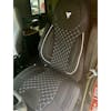 National & Heritage Silver Semi Truck Premium Orthopedic Seat Cover - installed blk gry