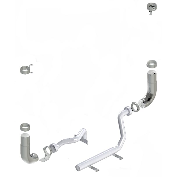 Kenworth W900 DPF Chrome Plated Stainless Steel 7" Lincoln Exhaust Kit - elbows
