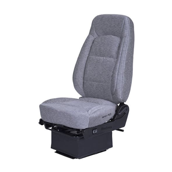 Prime TC200 Series Air Ride Suspension Genuine Black Leather & Grey Cloth  Truck Seat With Arm Rests