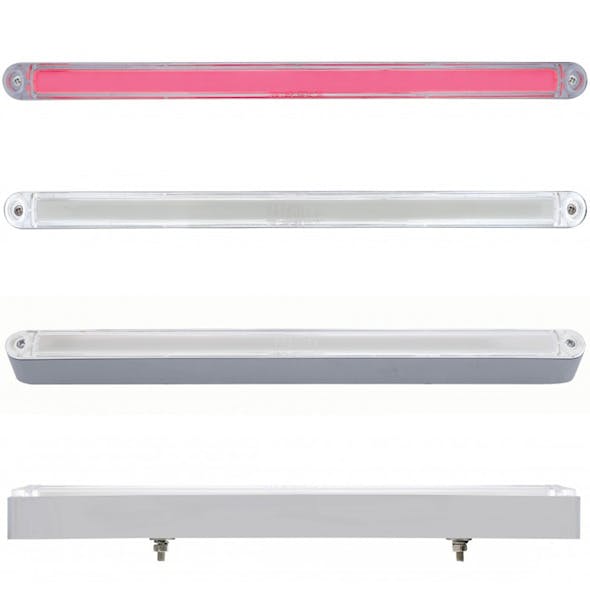 12 Inch Dual Function GLO Light Bar With Chrome Housing Clear Red