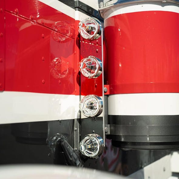 Peterbilt 15" Air Cleaner Bracket Radius Ends with 5 Watermelon Light Holes - Mounted