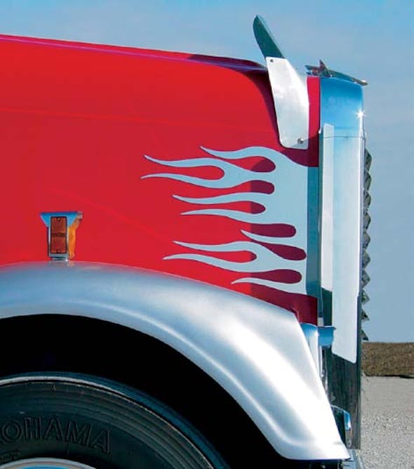 Freightliner Side of Hood Flames Trim