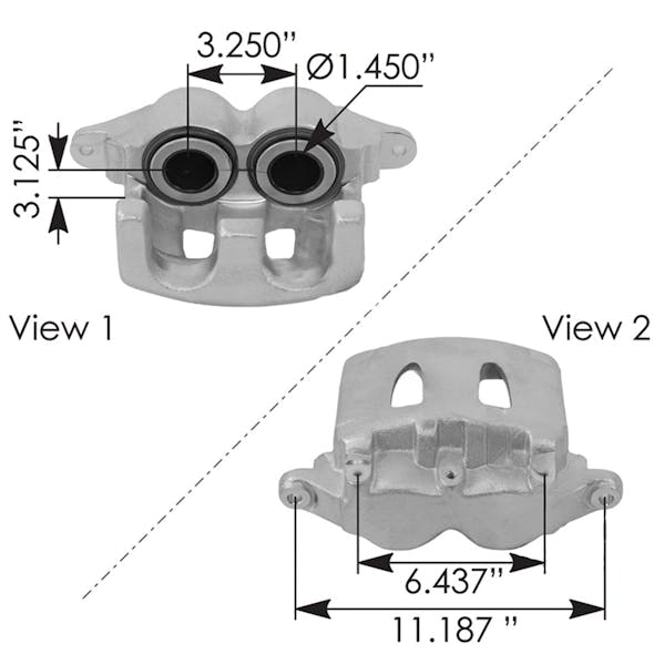 Bosch Twin Piston 66mm Disc Brake Caliper 4153273 (100841) - dimensions