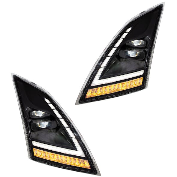 Volvo VNL Full LED Blackout Headlights With DRL and Sequential Turn Signal - pair