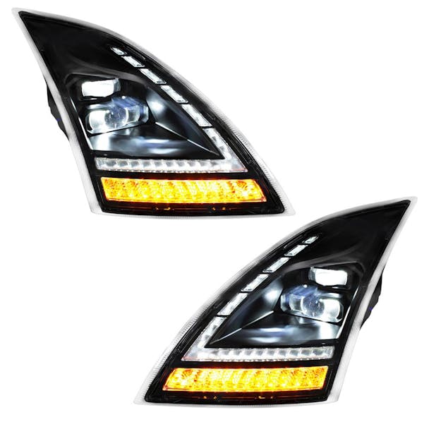 Volvo VNL Full LED Blackout Headlights With DRL and Sequential Turn Signal