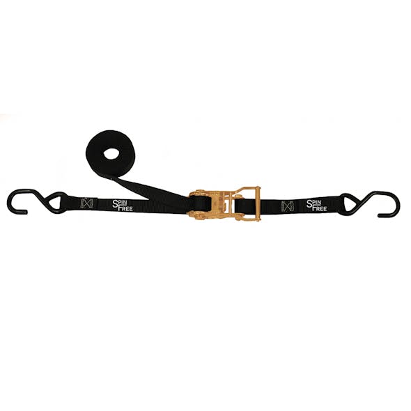 1" Wide SpinFree Ratchet Strap Assembly with Coated S-Hooks