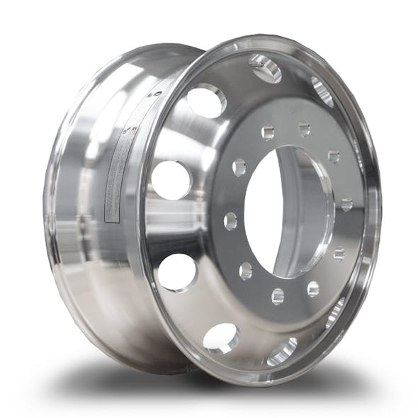 22.5" x 8.25" Alcoa Style Machined Finish Wheel With 10 Round Hand Holes 3/4 FRONT