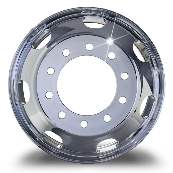 22.5" Kenworth Style Polished Wheel Piloted With 7 Hand Holes FRONT