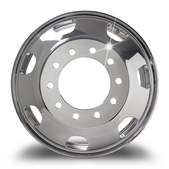 24.5" Kenworth Style Polished Wheel Piloted With 7 Hand Holes FRONT