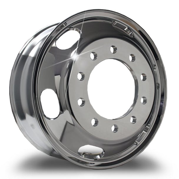 22.5" Kenworth Style Polished Wheel Piloted With 6 Oval Hand Holes 3/4