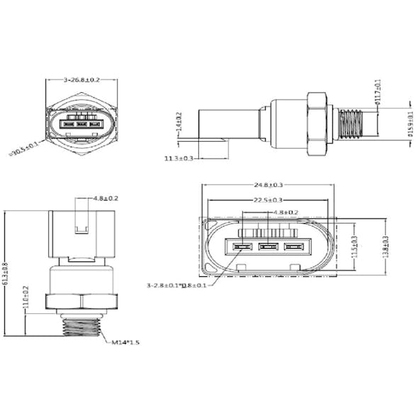 Freightliner Detroit Diesel Pressure Sensor A0061537428 61537428 - diagram
