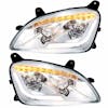 Peterbilt 579 587 Chrome LED Headlight With Sequential LED Turn Signal - On