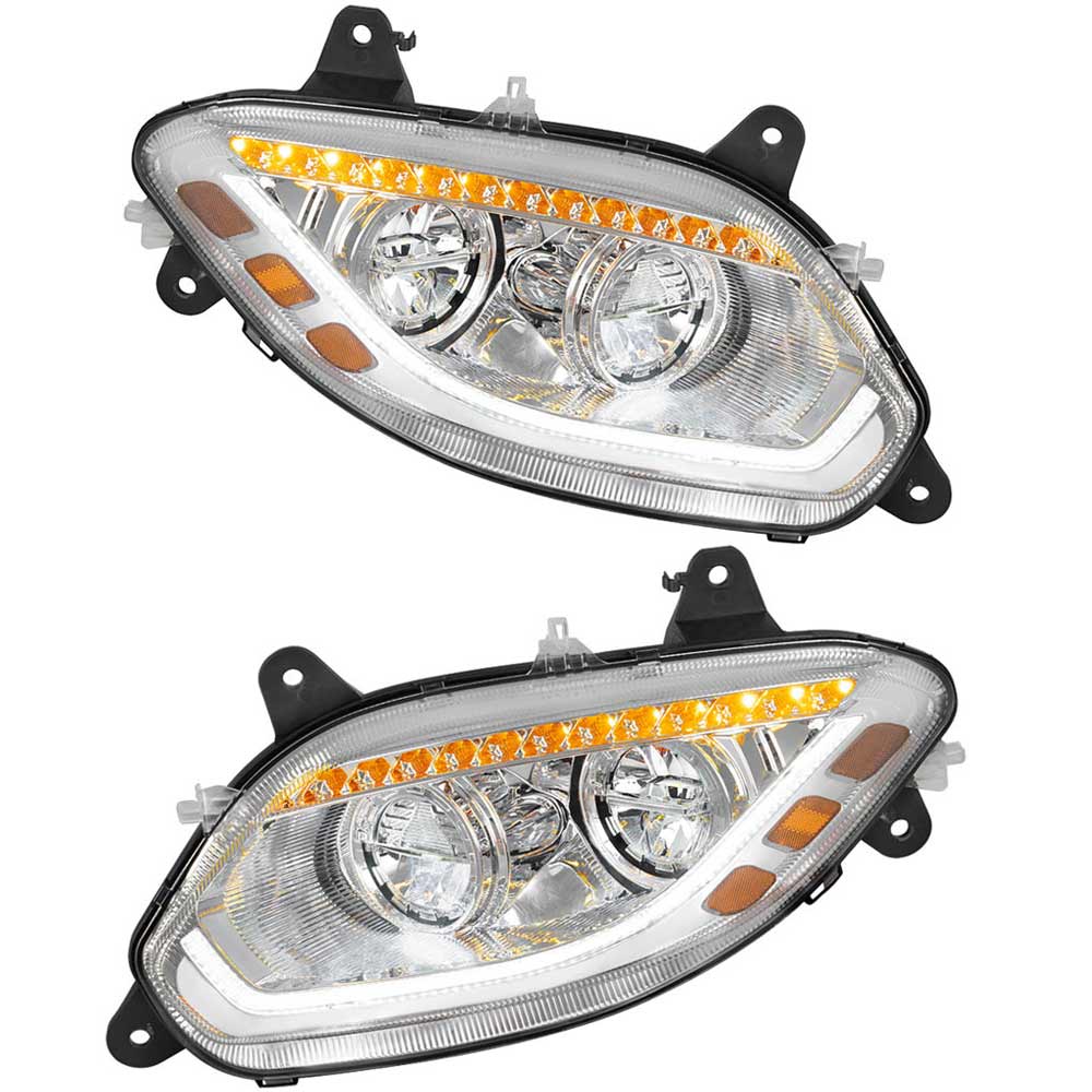 International LT Chrome LED Headlight With Sequential Turn Signal
