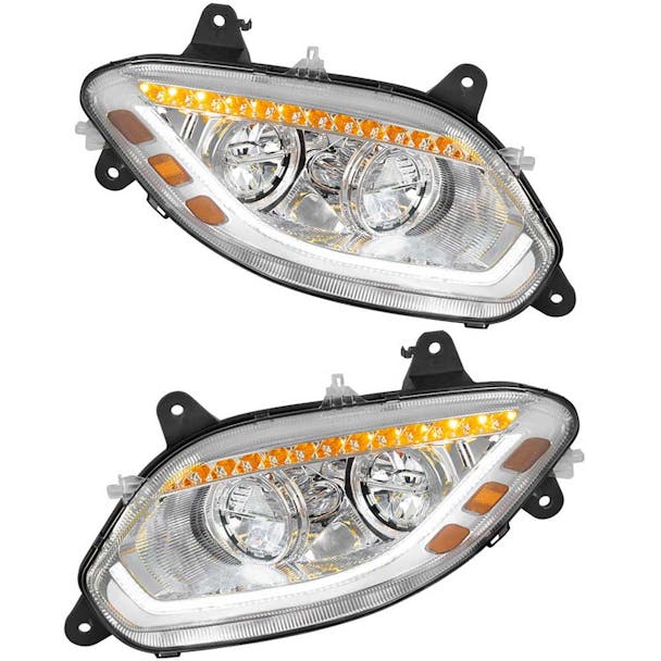 International LT Chrome LED Headlight With Sequential Turn Signal Both