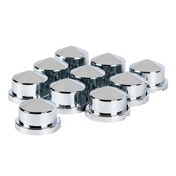 10 Pack Of Chrome Plastic 3/4" x 7/8" Pointed Push On Nut Covers Default