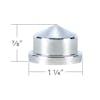 10 Pack Of Chrome Plastic 3/4" x 7/8" Pointed Push On Nut Covers Dimensions