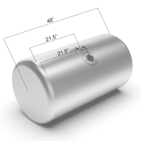 Peterbilt Aluminum Replacement 100 Gallon Fuel Tank Center Fill - dimensions
