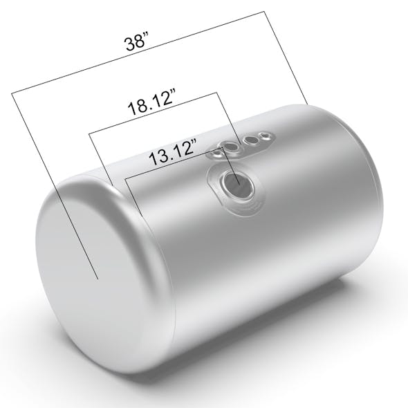 Peterbilt Aluminum Replacement 65 Gallon Fuel Tank Center Fill - dimensions