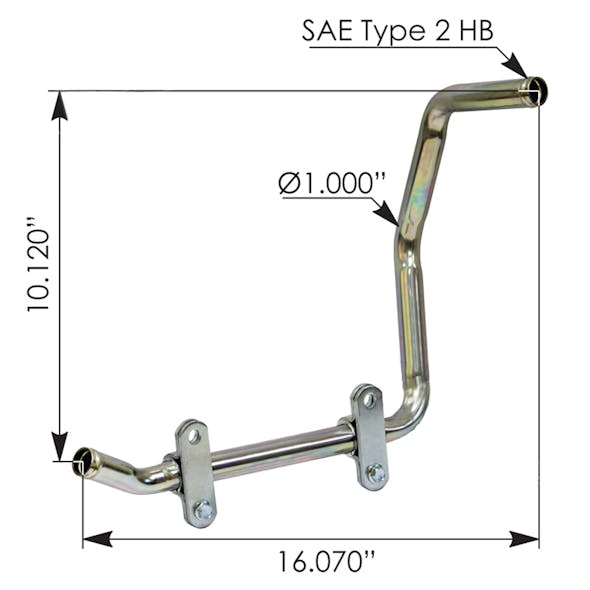 Freightliner Cascadia Heater Return Pipe A0532121000 A05-32121-000 Dimensions