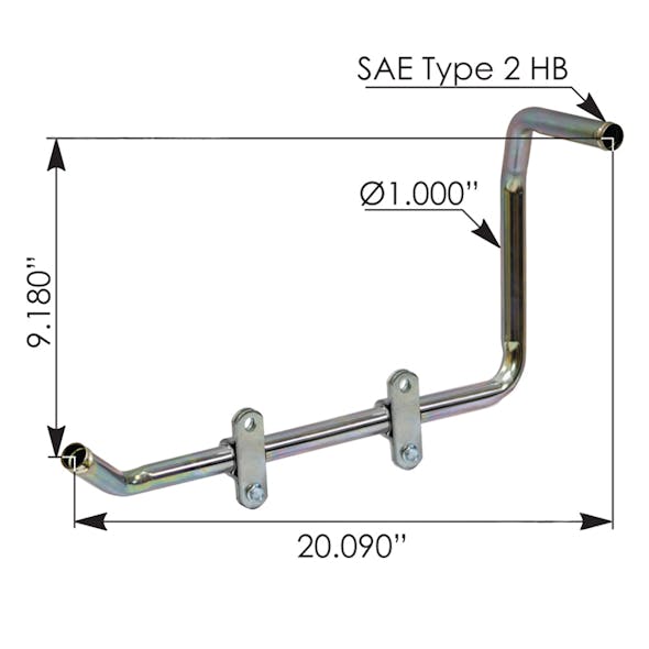 Freightliner Cascadia Heater Return Pipe A0532122000 A05-32122-000 Dimensions