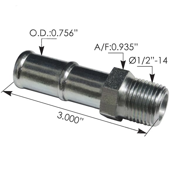 Freightliner Heater Pipe Supply A0532728000 A05-32728-000 Dimensions