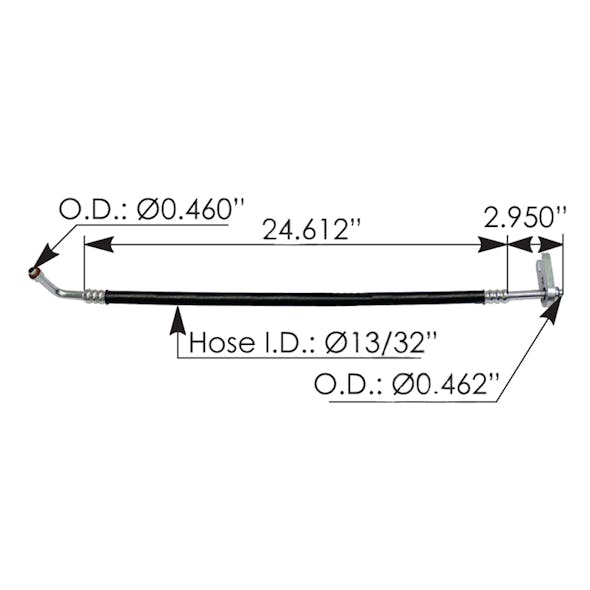 Freightliner Cascadia AC Hose Assembly A2266632001 A2271593201 Dimensions