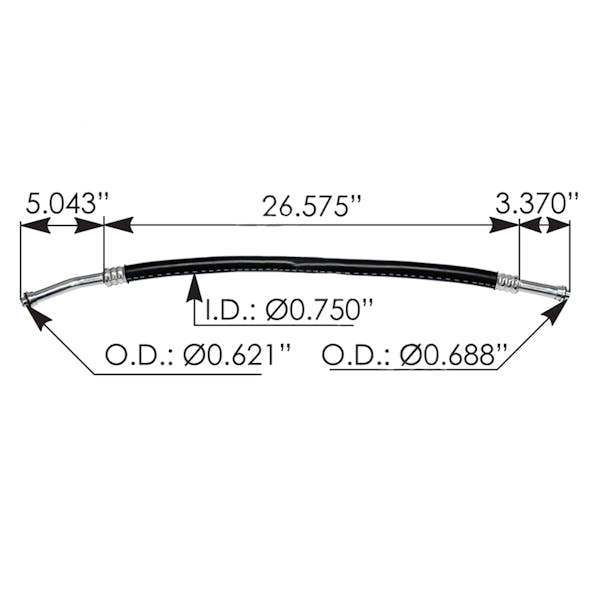 Freightliner Cascadia AC Hose Assembly A2266416000 A2271406200 Dimensions