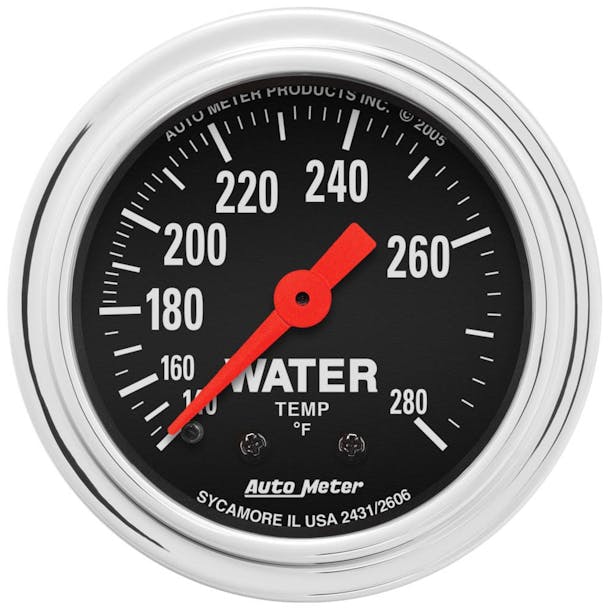 AutoMeter 2 1/16" 140-280`F Water Temperature Gauge Traditional Chrome Series main