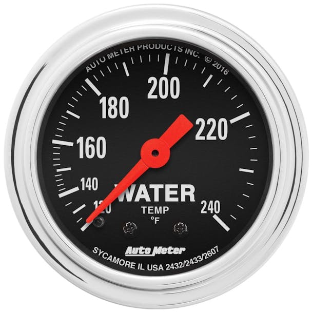 AutoMeter 2 1/16" 120-240`F Water Temperature Gauge Traditional Chrome Series_main